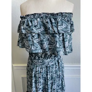 Fresha London Palm Print Maxi Dress Strapless Boho XS thumbnail 4