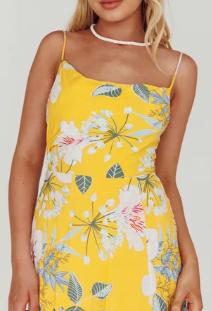 Selfie Leslie Yellow Floral Midi Dress thumbnail 4