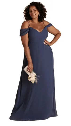 Birdy Grey Devin Convertible Dress Chiffon Women’s Plus Slate Blue Bridesmaid thumbnail 1