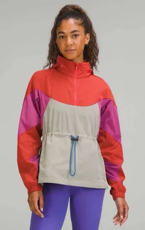 Lululemon‎ Evergreen Anorak Pink Punch Pink Lychee Raw Linen Windbreaker thumbnail 1