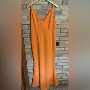 NWT Lulus Melora Sleeveless Mermaid Maxi Dress in Orange Formal Size XL thumbnail 2