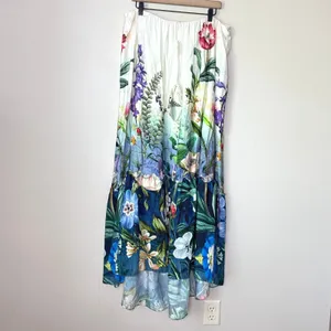 NWT Anthropologie Ruffle Cascade High-Low Dress XL Floral Botanical OB1465466‎ thumbnail 4