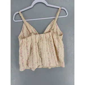 Cider Womens Camisole Floral Lace Trim Cottagecore Beige Medium thumbnail 3