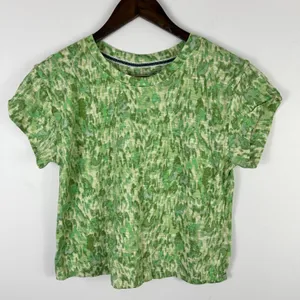 Pilcro T-Shirt Women XS Green Abstract Ikat Regenerative Cotton Short Sleeve Tee thumbnail 1