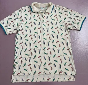 Vintage IZOD Women's Polo Shirt M Golf Print‎ Multicolor Casual Spring thumbnail 1