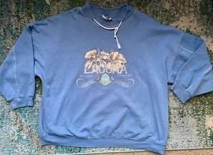 90s Laguna Sport neck tie soft worn in blue logo sweatshirt, size XL thumbnail 1