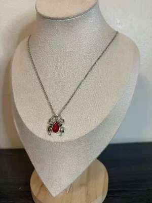 Handmade Silver/Red Spider Necklace thumbnail 4