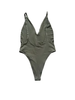 TOBI V Neck Scoop Back Olive Green Bodysuit Womens Size Small thumbnail 4