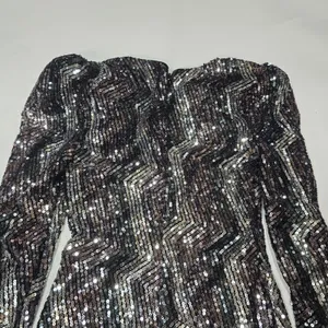 Michael Costello Leanne Mini Dress in Metallic Silver XS thumbnail 10