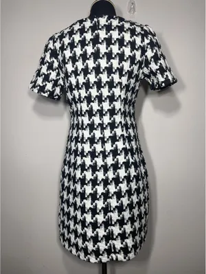 Kling Houndstooth Mini Shift Dress Vtg Old Money Minimal 6 thumbnail 5