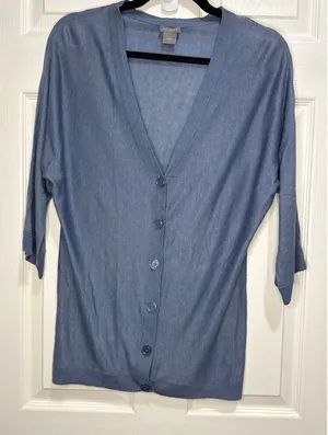 Ann Taylor linen & silk cardigan sweater top Small thumbnail 1