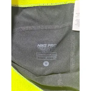 Nike Pro Women Small Black Neon Yellow 3 Inch Inseam Compression Shorts Athletic thumbnail 4