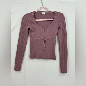 Wilfred Dusty Pink Long Sleeve Ribbed Top A553 thumbnail 2