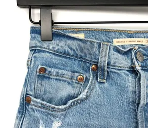 LEVI'S Ribcage Straight Ankle Denim Cutoff Shorts Light Wash 24 thumbnail 2