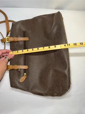 Vtg Jump Boyt Brown Pebbled Faux Leather Tote Purse Shoulder Bag Map Print⁠ thumbnail 8