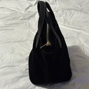 Scout Velvet Black Mini Tote With Dual Handles & Gold Quilted Interior Zip Close thumbnail 4