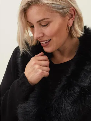 NWT Edessa Faux-Fur Trim Wrap sweater Coat thumbnail 3