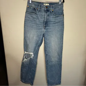 Madewell The Perfect Vintage Straight Distressed High‎ Rise Denim Jeans thumbnail 3