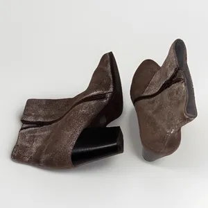 Seychelles Womens 9 Metallic Bronze Shimmer Leather Ankle Boots Block Heel‎ Zip thumbnail 6