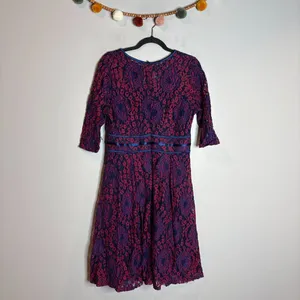 🔆 Miusol Amazon red and blue lacy cocktail dress thumbnail 5