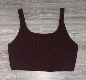 Aritzia Babaton Dark Brown Ribbed Tank Top  thumbnail 1