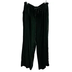 Marine Layer Bella Velvet Pants Slouchy Wide Leg Women Medium Green Drawstring thumbnail 5