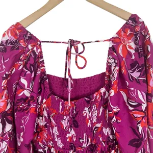 Alexandra Farmer for Anthropologie Smocked Pink Floral Mini Dress Small Petite thumbnail 8
