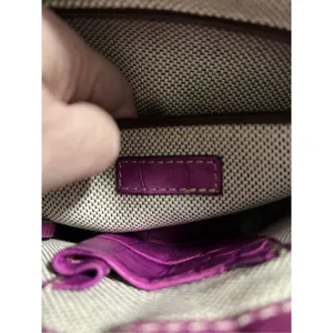 DOONEY & BOURKE Croc Embossed Purple Leather Satchel Shoulder Bag 11x6 thumbnail 4
