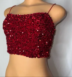 Akira Red sequin tank top thumbnail 1