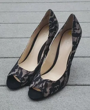 Nine West Black Lace Peep Toe Heels | Nine West Sorbet Heels thumbnail 1