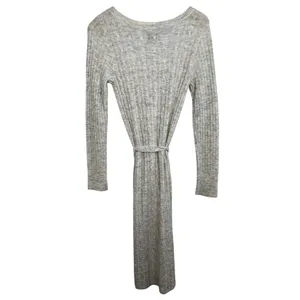 Abercrombie & Fitch Cream Ribbed Knit Long Sleeve Sweater Midi Dress Womens Sz S thumbnail 2