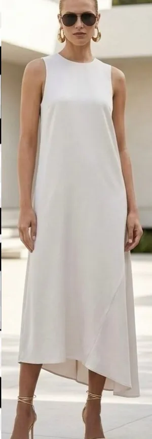 Sold Out Vira L Zara Asymmetrical Satin Effect Midi Dress Nwt S thumbnail 1
