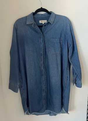 Madewell Women’s Blue Denim Long Sleeves Button-Down Dress thumbnail 2