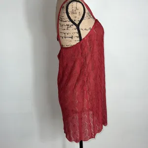Free people tank top semi sheer textured material burnt Red Size M NWT thumbnail 8
