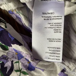 Anthropologie White Purple Floral Balloon Sleeve Crop Top XS thumbnail 7
