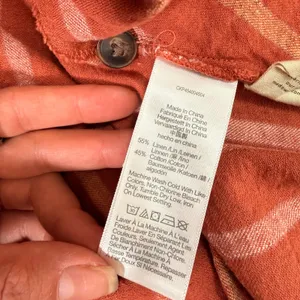 Madewell Rust Orange Striped Linen‎ Blend Faux Wrap Midi Skirt with Pockets XS thumbnail 10