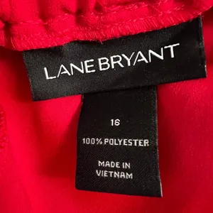 Lane Bryant Paperbag Waist Tapered Leg Pants Solid Red Career Chic Size 16 thumbnail 6
