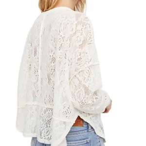 Free People Lace Floral Knit Not Cold In This Top, Ivory,‎ Size Small thumbnail 3