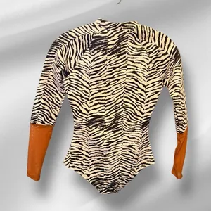 WET Zebra Stripe Long Sleeve Thick One Piece Bathing Suit nwt thumbnail 4