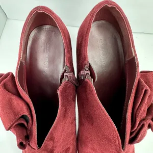 Call it Spring Womens size 9 Vegan Suede Heel Booties Ruffle Shoes Red 4 inch thumbnail 6