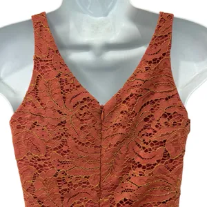 Dress the Population Burnt Orange Gold Lace Tiered V-Neck Midi Dress size S thumbnail 14