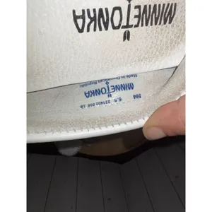 Minnetonka White Leather driving Moccasin 8.5 Comfort shoe slipper rubber sole‎ thumbnail 7
