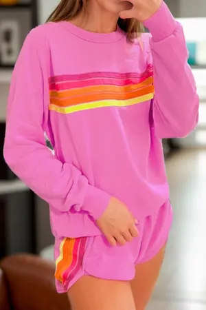 Unbranded Color Contrast Sweatshirt Pink thumbnail 1