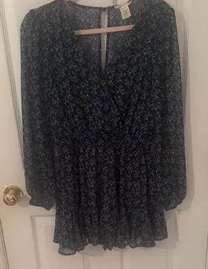 Altar'd State Navy Floral Jumpsuit thumbnail 1