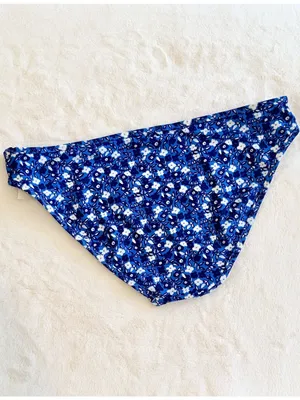 NWT Aerie Blue and White Floral Print Bikini Bottoms - Size: Large thumbnail 4