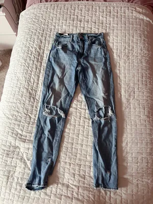 American Eagle Distressed High-Rise Mom Jeans Size 00 Regular thumbnail 1