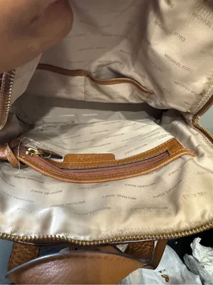 Michael Kors Rhea Pebbled Leather Slim Backpack And Wallet Luggage Tan thumbnail 9