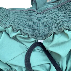Exlura Green Square Neck Puff Sleeve High Low Mini Dress XL Cottagecore Boho thumbnail 14