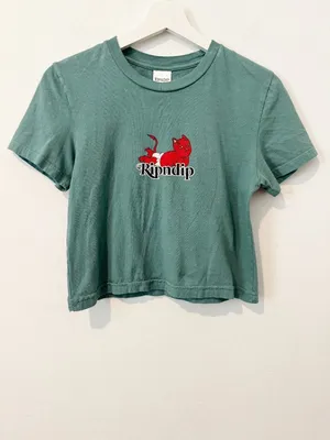 RipnDip Devil Baby Tee Small Cropped Logo Green‎ Skater Summer Streetwear Shirt thumbnail 2