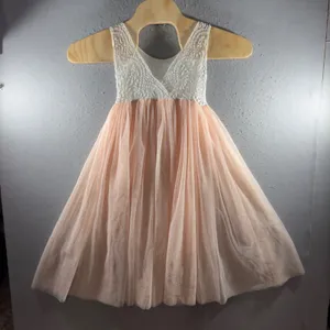3081 | 2Bunnies Lace Tulle Tutu Party Dress Pink White Girls 9-10 thumbnail 4